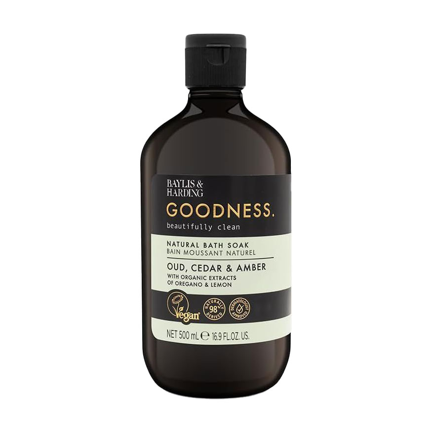 Піна для ванни Baylis &amp; Harding Goodness Natural Bath Soak, Oud, Cedar &amp; Amber, 500 мл